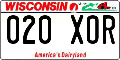 WI license plate 020XOR