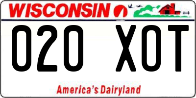 WI license plate 020XOT