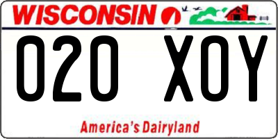 WI license plate 020XOY