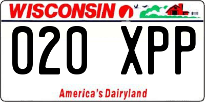 WI license plate 020XPP