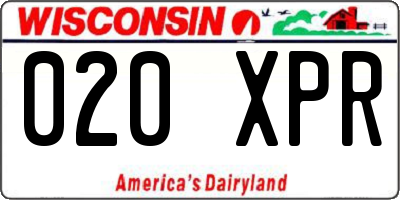 WI license plate 020XPR