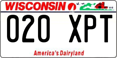 WI license plate 020XPT