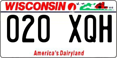 WI license plate 020XQH