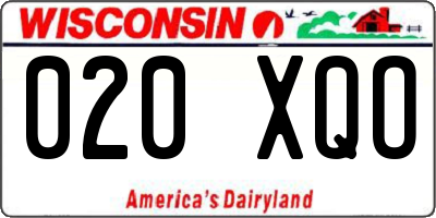 WI license plate 020XQO