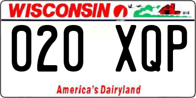 WI license plate 020XQP