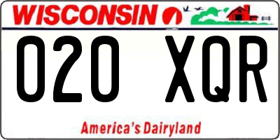 WI license plate 020XQR