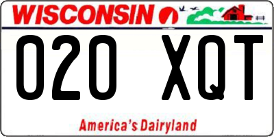WI license plate 020XQT