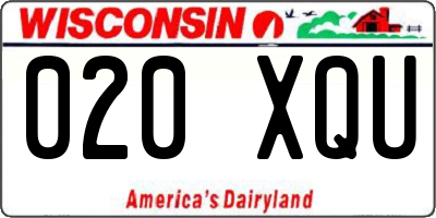 WI license plate 020XQU