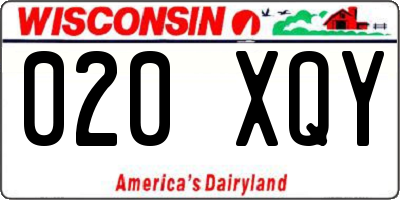WI license plate 020XQY