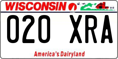 WI license plate 020XRA