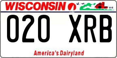 WI license plate 020XRB