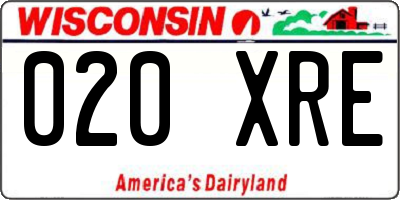 WI license plate 020XRE