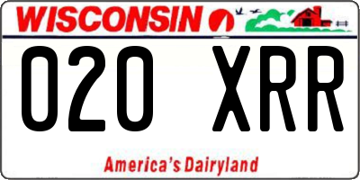 WI license plate 020XRR