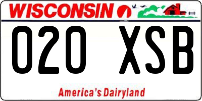 WI license plate 020XSB