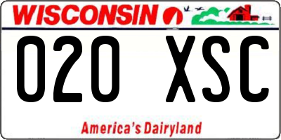 WI license plate 020XSC