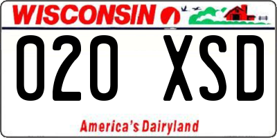 WI license plate 020XSD