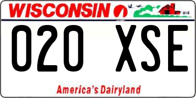 WI license plate 020XSE