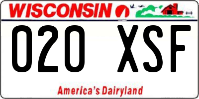 WI license plate 020XSF