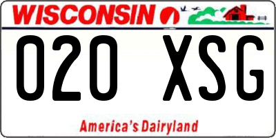 WI license plate 020XSG