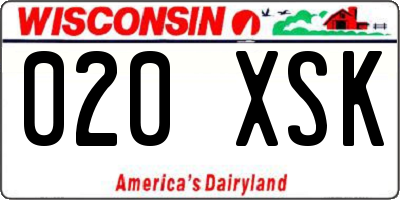 WI license plate 020XSK