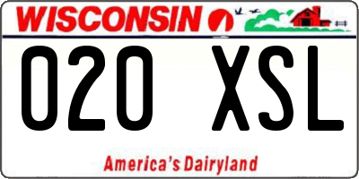 WI license plate 020XSL