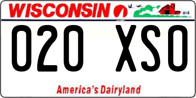 WI license plate 020XSO