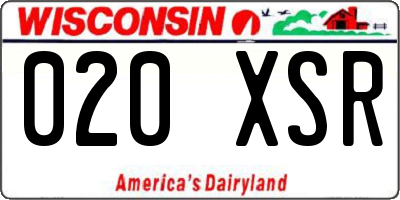 WI license plate 020XSR