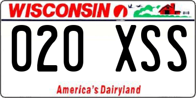 WI license plate 020XSS