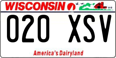 WI license plate 020XSV