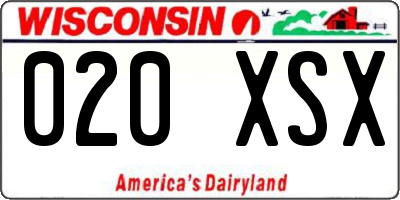 WI license plate 020XSX