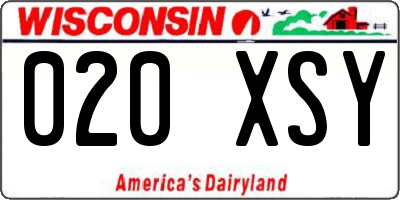 WI license plate 020XSY