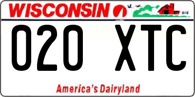 WI license plate 020XTC