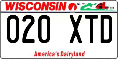 WI license plate 020XTD