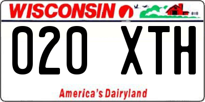 WI license plate 020XTH