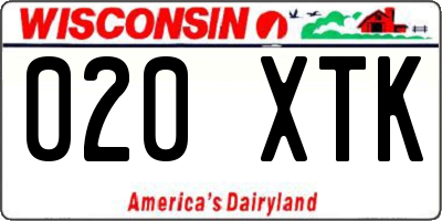 WI license plate 020XTK