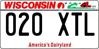 WI license plate 020XTL