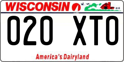 WI license plate 020XTO