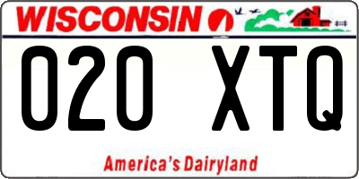 WI license plate 020XTQ