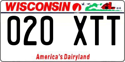WI license plate 020XTT