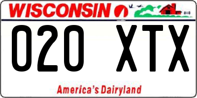 WI license plate 020XTX