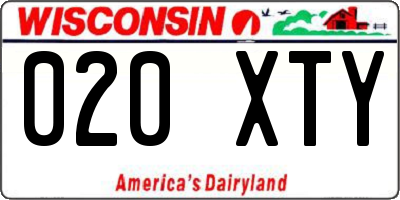 WI license plate 020XTY