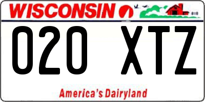 WI license plate 020XTZ