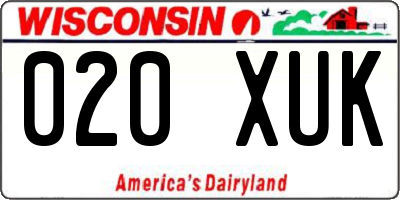 WI license plate 020XUK