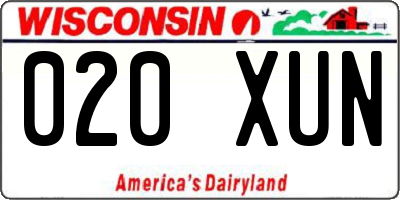 WI license plate 020XUN