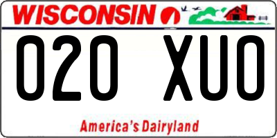 WI license plate 020XUO