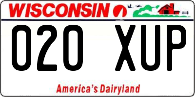 WI license plate 020XUP