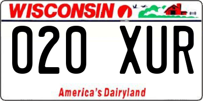 WI license plate 020XUR