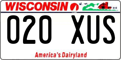 WI license plate 020XUS