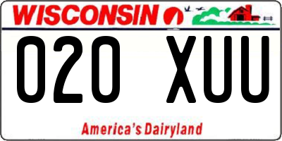 WI license plate 020XUU