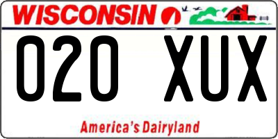 WI license plate 020XUX